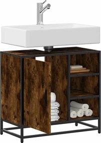 vidaXL ντουλάπι νιπτήρα μπάνιου καπνιστή δρυς 65x33x60 cm