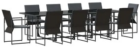 vidaXL Σέτ φαγητού για κήπο 11 pcs Μαύρο Ατσάλι