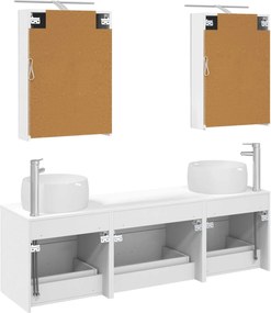 vidaXL Σετ Επίπλων Μπάνιου 5 pcs Λευκό Επεξεργασμένο Ξύλο και Γυαλί