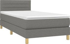 vidaXL Κρεβάτι Boxspring με Στρώμα Σκούρο Γκρι 90x190 εκ. Υφασμάτινο
