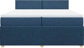 vidaXL Κρεβάτι Boxspring με Στρώμα Μπλε 200x200 εκ. Υφασμάτινο