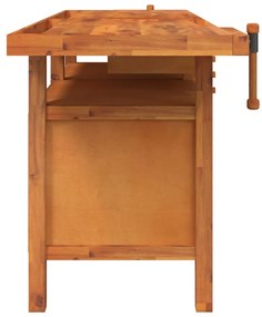 vidaXL Πάγκος Εργ. Συρτάρια/ Μέγγενες 192x62x83 εκ. Μασίφ Ξύλο Ακακίας
