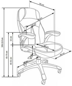 Καρέκλα γραφείου Houston 187, Μαύρο, 106x66x70cm, 15 kg, Με ρόδες, Με μπράτσα, Μηχανισμός καρέκλας: Κλίση | Epipla1.gr
