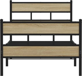 vidaXL Σκελετός Κρεβ. Χωρίς Στρώμα Sonoma Δρυς 75x190 εκ. Μεταλλικό