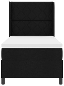 vidaXL Κρεβάτι Box Spring με Στρώμα & LED Μαύρο 90x200 εκ Ταπετσαρίας