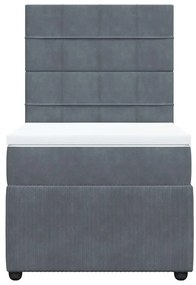 vidaXL Κρεβάτι Boxspring με Στρώμα Σκούρο Γκρι 80x200 εκ. Βελούδινο