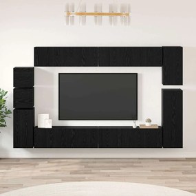 vidaXL Σετ επίπλου τηλεόρασης 9 pcs Μαύρη δρυς Επεξεργασμένο ξύλο