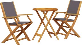 vidaXL Σετ Επίπλων Bistro 3 τεμ. Ανθρακί Ύφασμα/Μασίφ Πεύκου
