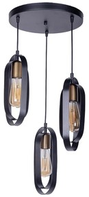 Φωτιστικό οροφής τρίφωτο Tahmno pakoworld μαύρο 30x3x31εκ