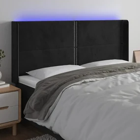 vidaXL Κεφαλάρι Κρεβατιού LED Μαύρο 183x16x118/128 εκ. Βελούδινο