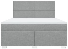 vidaXL Κρεβάτι Boxspring με Στρώμα Ανοιχτό Γκρι 180x200 εκ. Υφασμάτινο