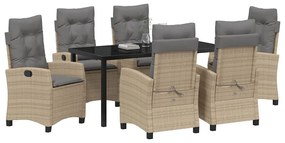 vidaXL Σέτ φαγητού για κήπο 7 pcs Μπεζ συνθετικό ρατάν