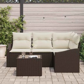 vidaXL Σέτ φαγητού για κήπο με μαξιλάρι 5 pcs Καφέ, Κρέμα