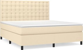 vidaXL Κρεβάτι Boxspring με Στρώμα Κρεμ 160x200 εκ. Υφασμάτινο