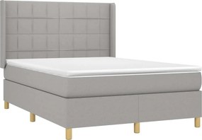 vidaXL Κρεβάτι Boxspring με Στρώμα &amp; LED Αν.Γκρι 140x190εκ. Υφασμάτινο