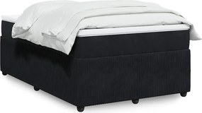 vidaXL Κρεβάτι Boxspring με Στρώμα Μαύρο 120x190 εκ. Βελούδινο