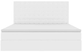 vidaXL Κρεβάτι Αποθήκης Καθαρό Λευκό 160 x 200 cm Τεχνητό Δέρμα