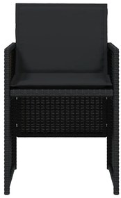 vidaXL Καρέκλες Κήπου 4 τεμ. Μαύρες από Συνθετικό Ρατάν με Μαξιλάρια