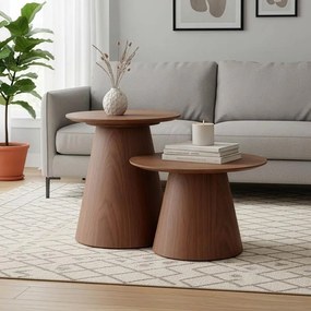 Βοηθητικά τραπέζια Kayano σετ 2 τεμ mdf σε καρυδί απόχρωση 45x45x50 εκ.