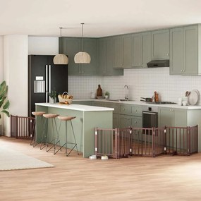 Διαχωριστικό Σκύλων/Πόρτα Πτυσσόμενο 9 Πάνελ 450εκ. Ξύλο Λεύκας