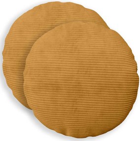 vidaXL Κάλυμμα Μαξιλαριού 2 pcs HEERLEN Κίτρινο Ø 60 cm κορντουρόι