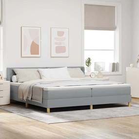 vidaXL Κρεβάτι Box Spring με μαξιλάρι σε ανοιχτό γκρι, 200x200 εκ. Υφασμάτινο.