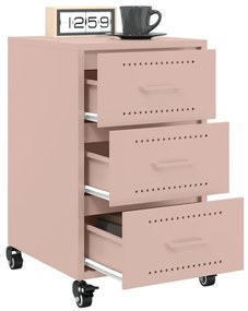 vidaXL Κομοδίνο Ροζ 36x39x59 εκ. από Χάλυβα