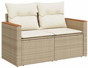 vidaXL Σετ Καναπέ Κήπου 5 τεμ. Μπεζ Συνθετικό Ρατάν με Μαξιλάρι