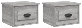 vidaXL Κομοδίνα Επιτοίχια 2 τεμ. Γκρι Sonoma 41,5 x 36 x 28 εκ.