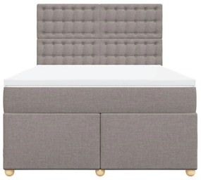 Κρεβάτι Boxspring με Στρώμα Taupe 140x200 εκ. Υφασμάτινο - Μπεζ-Γκρι