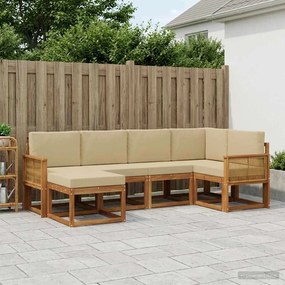 vidaXL Σειρά Καναπέ Εξωτερικού 6 pcs Φυσικό και Μπεζ Πολυεστέρας