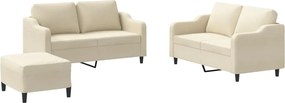 vidaXL Πολυθρόνες Σετ 3 Τεμαχίων Κρεμ από Ύφασμα με Μαξιλάρια
