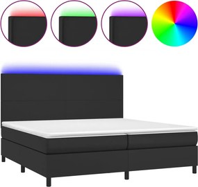vidaXL Κρεβάτι Boxspring με Στρώμα &amp; LED Μαύρο 200x200 εκ. Συνθ. Δέρμα