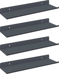 vidaXL Πλωτό ράφι Επιτοίχιο 4 pcs Ανθρακί 30 x 9 x 2,5 εκ Ατσάλι