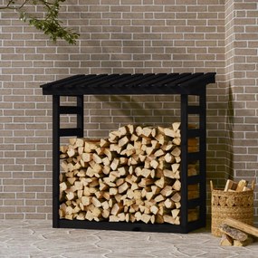 vidaXL Ραφιέρα Καυσόξυλων Μαύρο 108x64,5x110 εκ. από Μασίφ Ξύλο Πεύκου