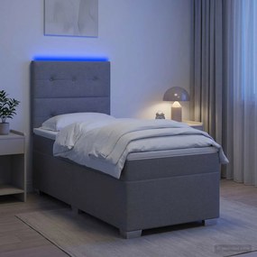 vidaXL Κρεβάτι box spring με στρώμα Ανοιχτό γκρι 100 x 200 cm Ύφασμα