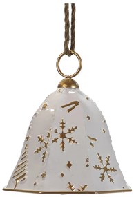 Χριστουγεννιάτικο Κρεμαστό Διακοσμητικό Καμπάνα Λευκό/Χρυσό 19.5x24cm