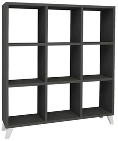 Βιβλιοθήκη Saul Megapap χρώμα ανθρακί 88,2x20x88,2εκ.