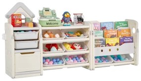 VEVOR 4-Tier Kids Toy Storage with Bookshelf with 10 Movable Plastic Bins
