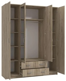 Ντουλάπα Hana 4Κ2FO Γκρί Δρύς 160x52x205 εκ. 160x52x205 εκ.