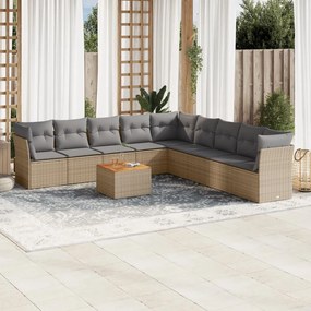 vidaXL Patio Sofa Set 9-θέσια Μίξη μπεζ και ανοιχτό γκρι
