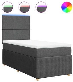 vidaXL Κρεβάτι Boxspring με Στρώμα Σκούρο Γκρι 100x200 εκ. Υφασμάτινο