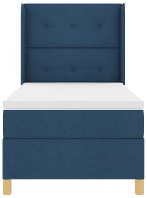 vidaXL Κρεβάτι Box Spring με Στρώμα Μπλε 100x200 εκ. Υφάσματος