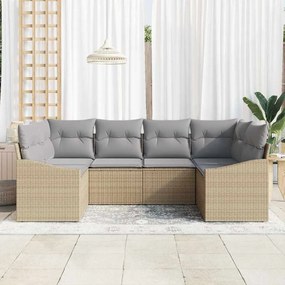 vidaXL Σετ Καναπέ Κήπου 6 pcs Μπεζ Πολυ ράταν