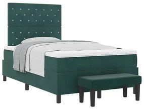 vidaXL Κρεβάτι με ελατήρια Σκούρο Πράσινο 120 x 200 cm Βελούδο