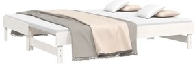 vidaXL Καναπές Κρεβάτι Συρόμενος Λευκός 2x(75x190) εκ. από Μασίφ Πεύκο