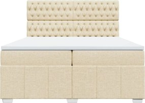 vidaXL Κρεβάτι Boxspring με Στρώμα Κρεμ 200x200 εκ. Υφασμάτινο