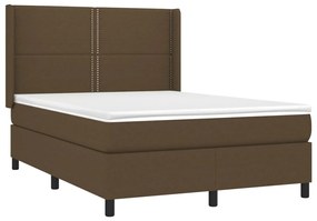 vidaXL Κρεβάτι Boxspring με Στρώμα &amp; LED Σκ.Καφέ 140x190εκ. Υφασμάτινο