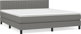 vidaXL Κρεβάτι Boxspring με Στρώμα Σκούρο Γκρι 180x200 εκ Υφασμάτιν