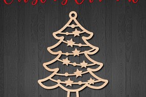 Σετ των 2 Intra απο ξύλο plywood Χρώμα wenge 3mm-4mm πάχος - Χριστουγεννιάτικο στολίδι έλατου Δίασταση 6x6 cm INTRAFABR-106333908